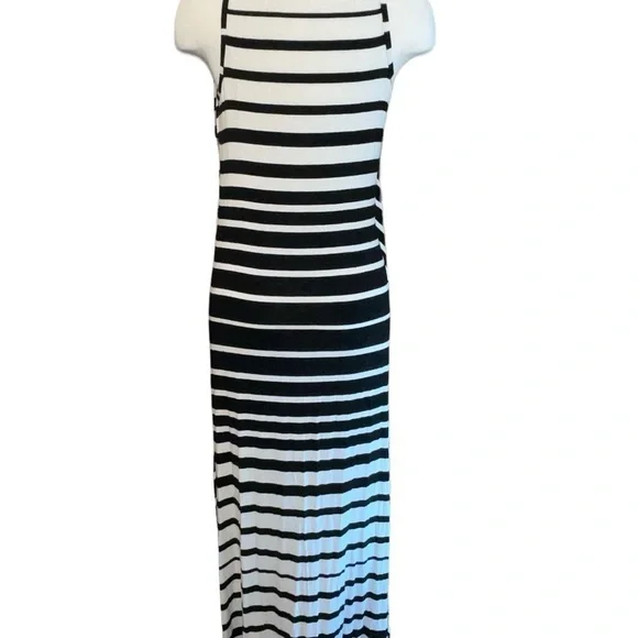 Ella Moss Women's Dress Size S Black/White Stripe Wrap Sleeveless Tie Shoulder - Picture 5 of 12